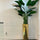 Golden prism vase with Bird of Paradise (7′)